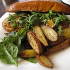 burger, hamburger, baked potato, spinach, salad, served food, restaurant, food photos, free foto, free photo, stock photos, free images, royalty-free image, stock pictures for free, free stock picture, images free download, stock photography, free stock images