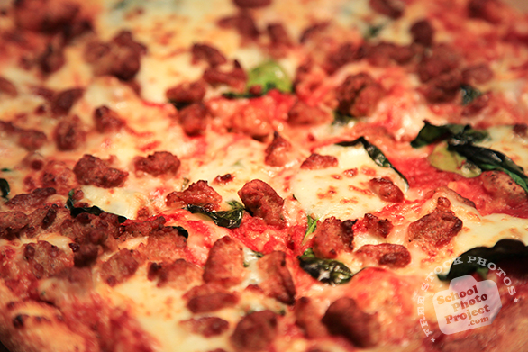 pizza, large pizza, sausage spinach pizza, pizza texture, bakery photo, free photo, free images, stock photos, stock images, royalty-free image