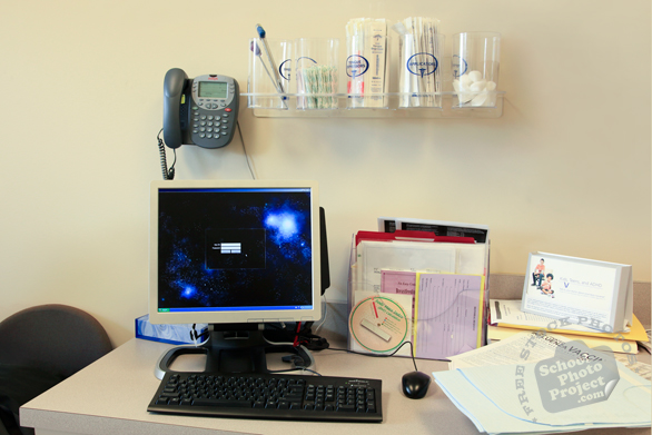 computer desk, health clinic, doctor clinic, medical equipment, doctor desk, free stock photo, picture, free images download, stock photography, royalty-free image
