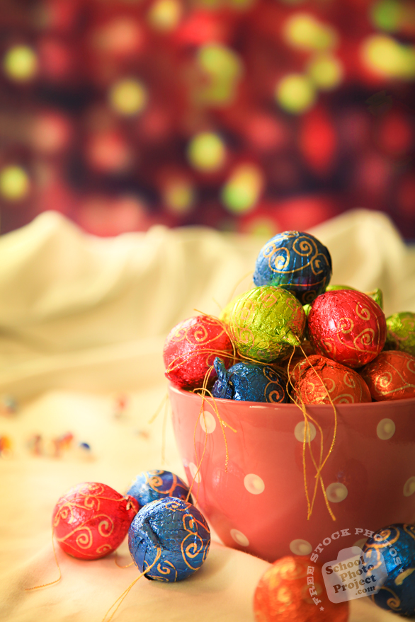 chocolate, Christmas assortment, Christmas decoration, Xmas celebration, bauble, bokeh light, religious holiday, seasonal picture, holidays celebration, free stock photo, free picture, stock photography, royalty-free image