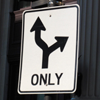 only sign, arrow sign, curve-turn sign, directional sign, road sign, traffic sign, free stock photo, free picture, stock photography, royalty-free image