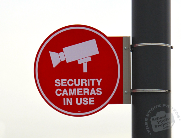 security cameras in use sign, security sign, warning sign, free photo, picture, image, free images download, stock photography, stock images, royalty-free image