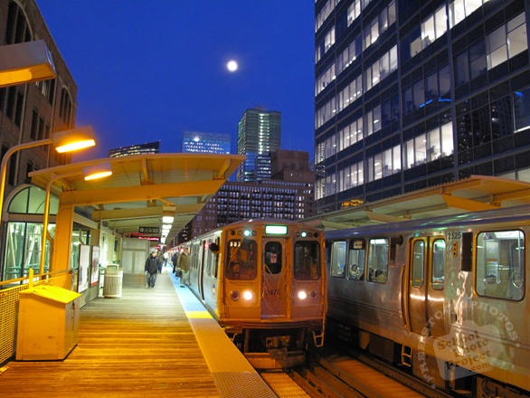 train, train stop, train track, CTA Chicago, night train, public transportation, vehicle, free photo, stock photo, free picture, stock photography, royalty-free image